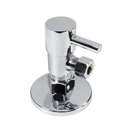 Westbrass Round Lever 1/4-Turn Angle Stop 1/2" Copper x 3/8" Compression, Polished Chrome D105QR-26